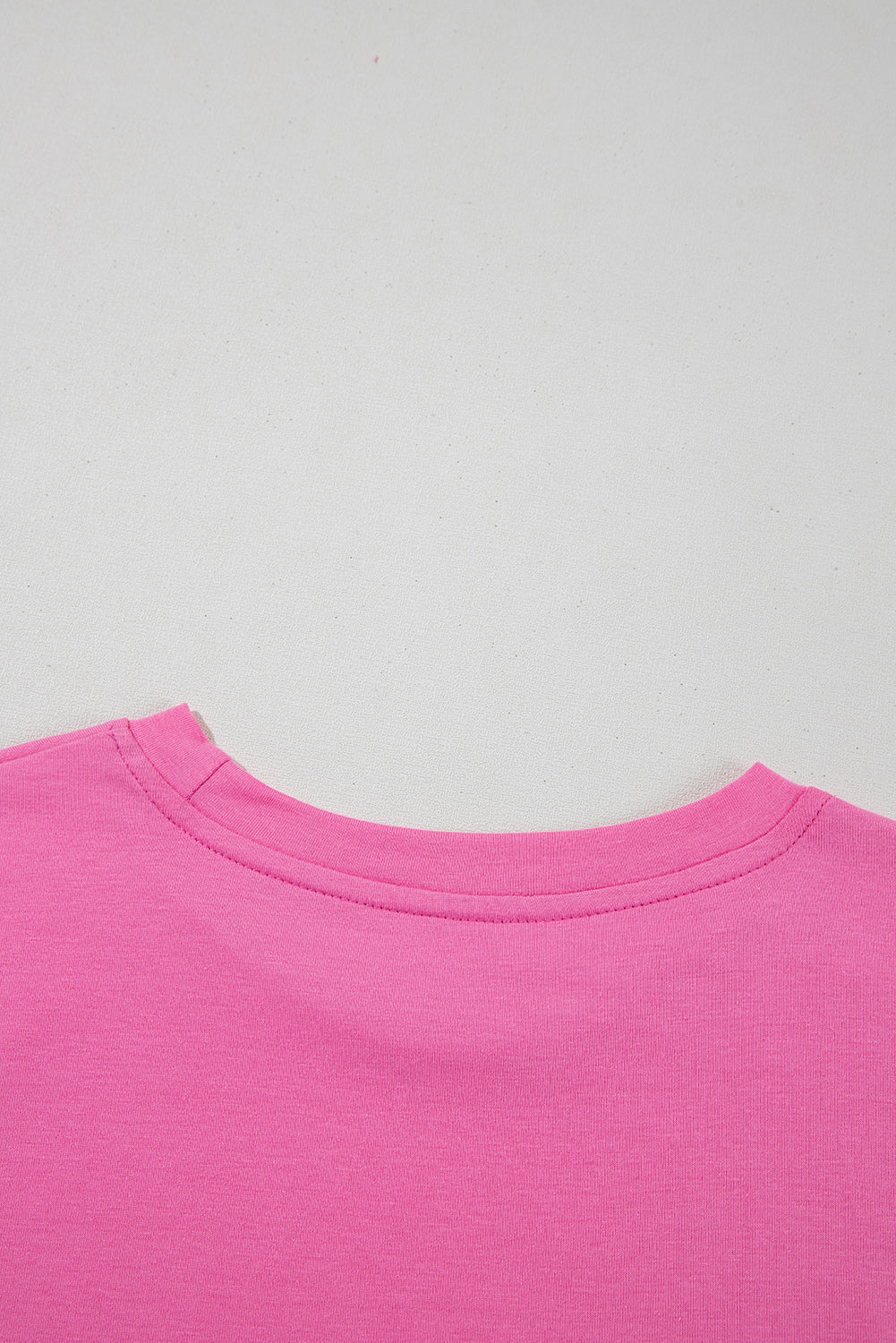 Sachet Pink Bright Casual Plain Crew Neck Tee
