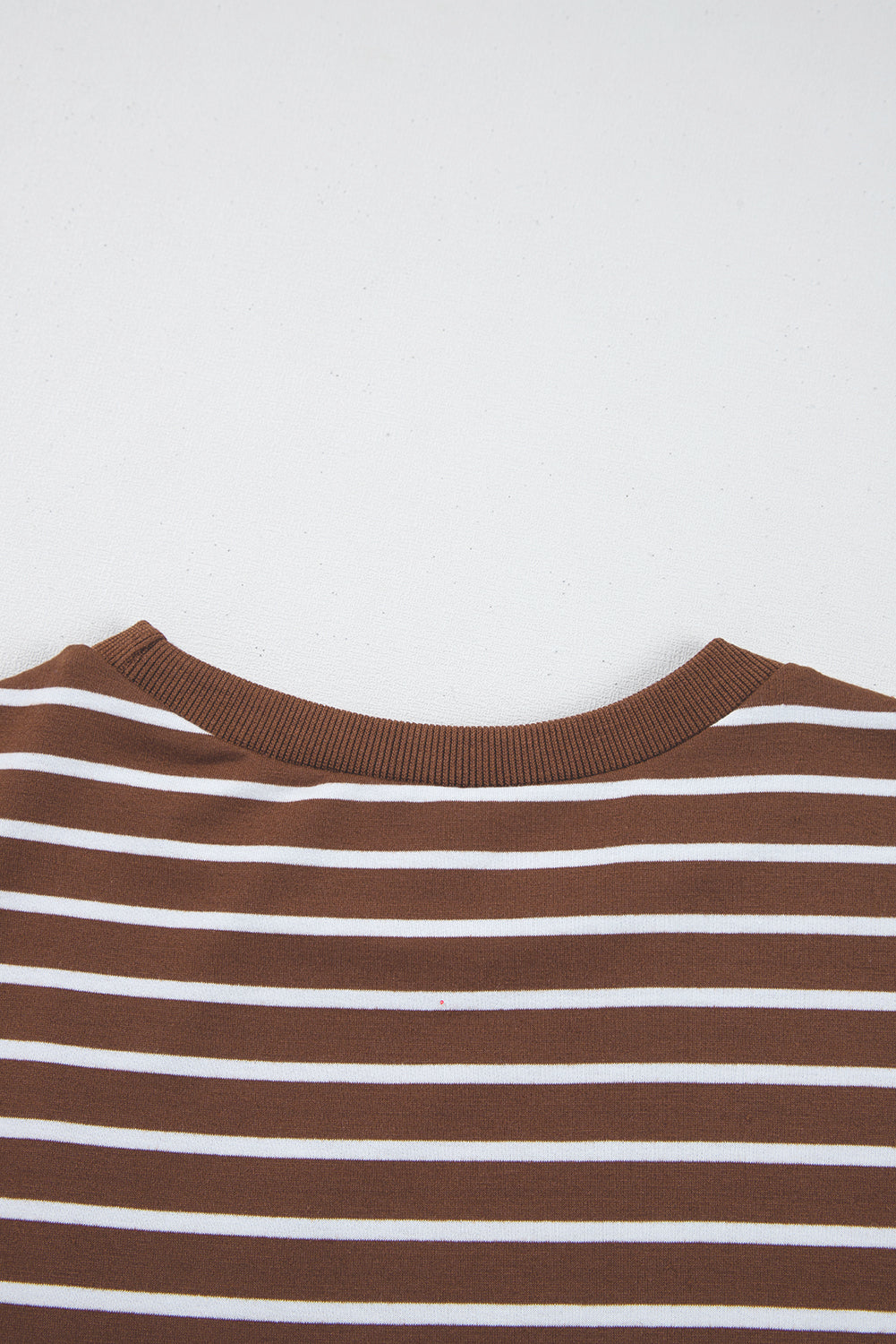 Coffee Striped Long Sleeve Round Neck Loose Top