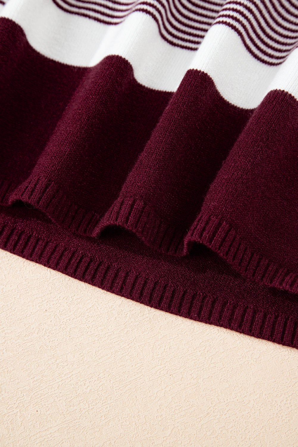 Red Stripe Color Block Patchwork Dolman Oversize Tunic Sweater