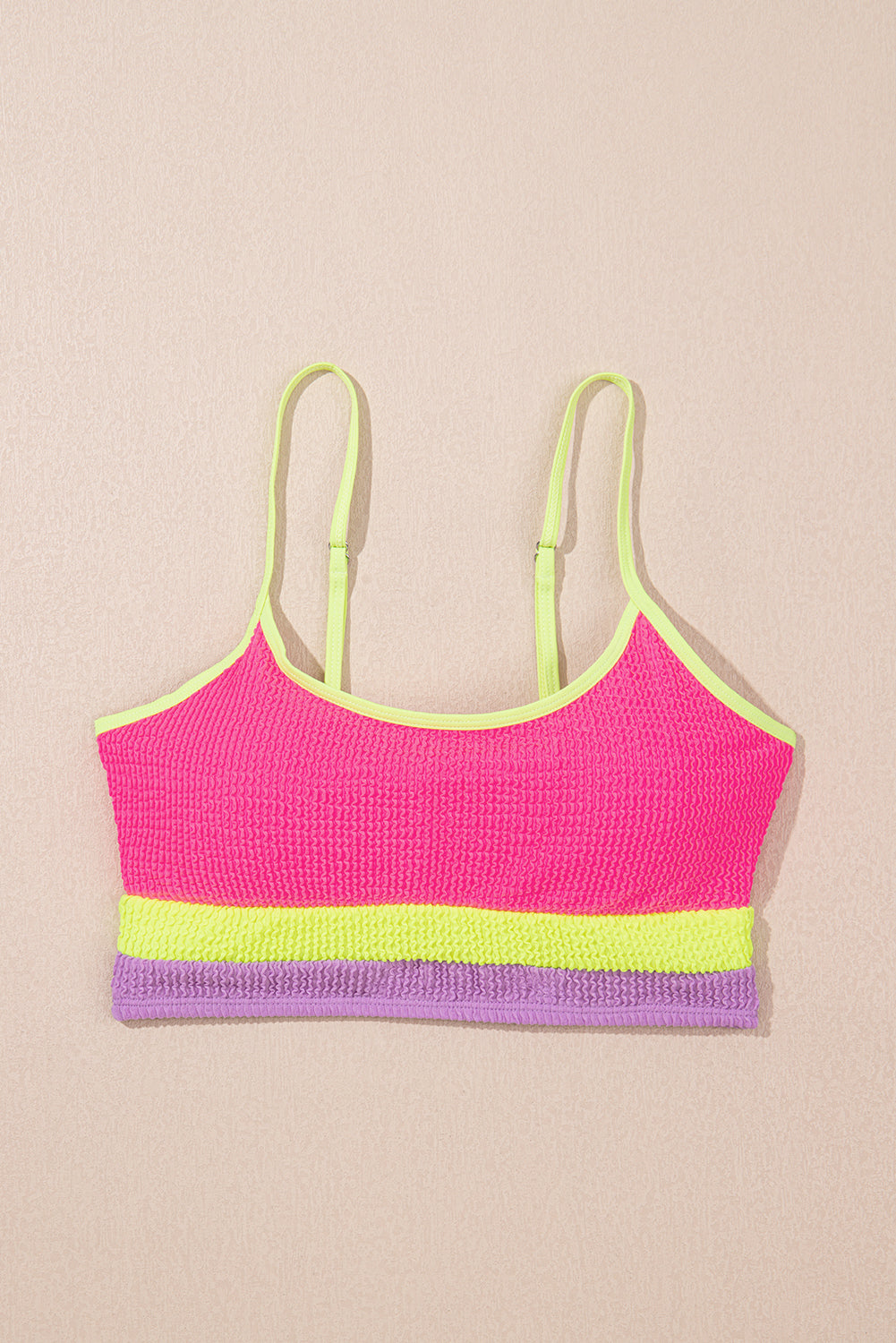 Rose Red Color Block High Waisted Sexy Bikini Set