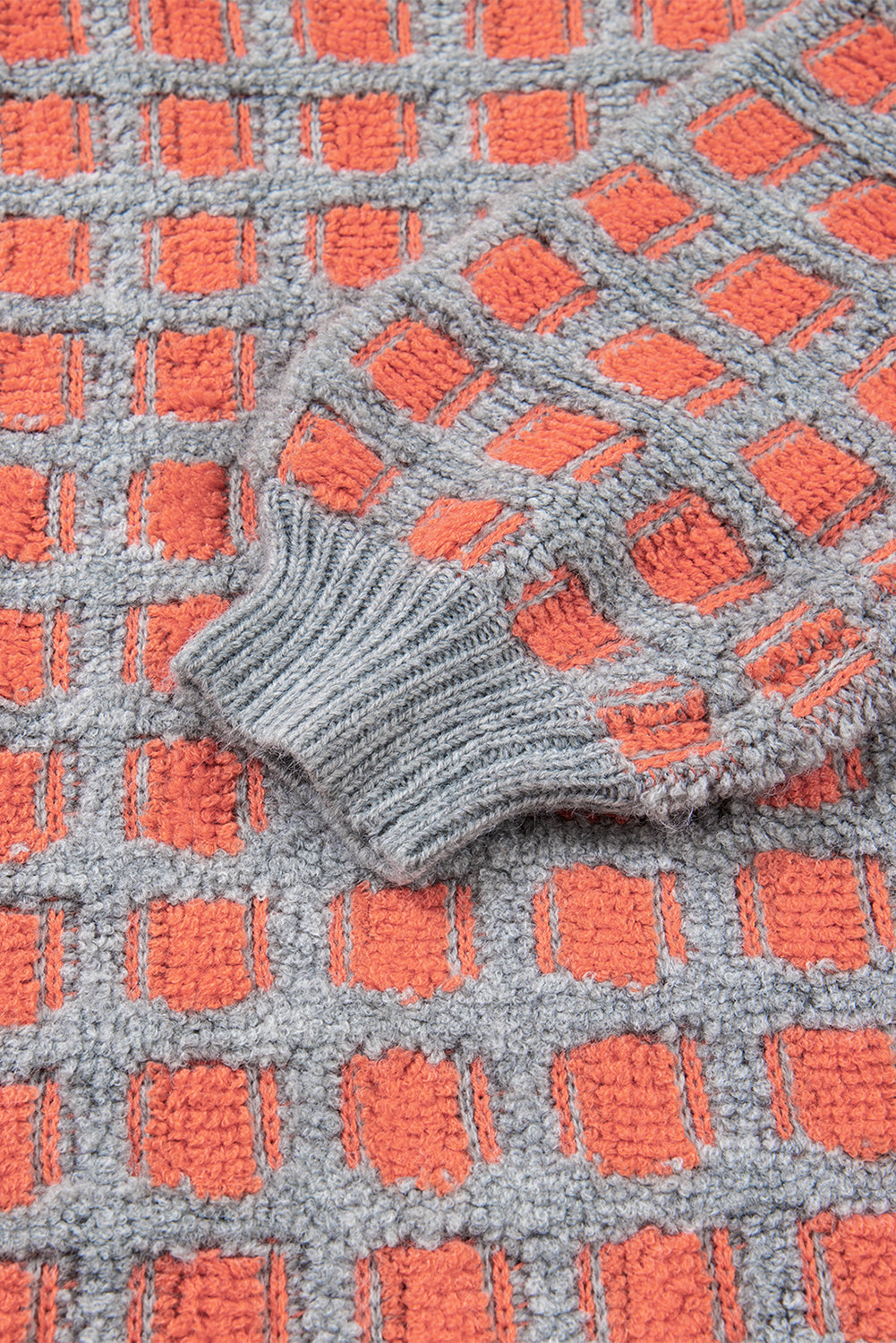 Pink Checkered Oversized Side Slit Sweater