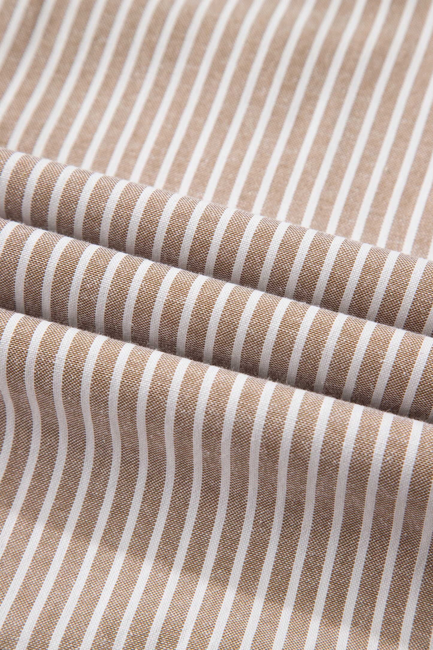 Khaki Stripe Flutter Sleeve Buttoned Front Slit Maxi Dress