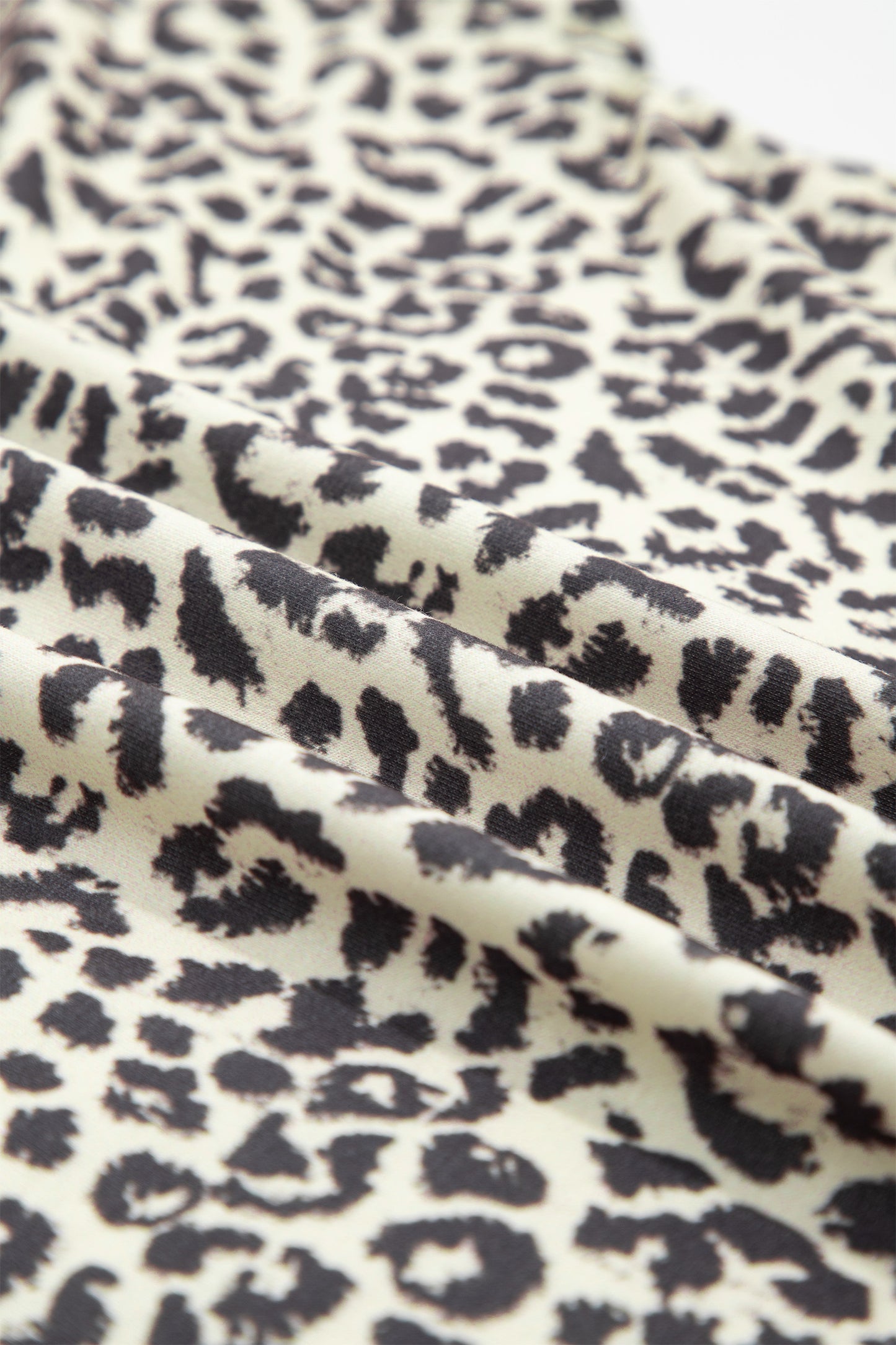 White Contrast V Neck Varsity Short Sleeve Leopard Top