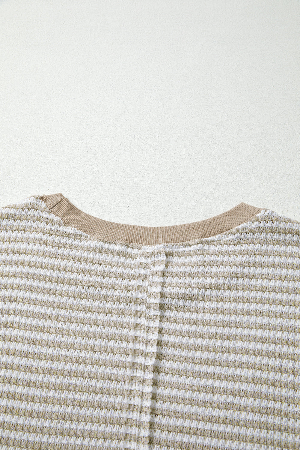 Brown Stripe Ribbed Trim Drop Shoulder Long Sleeve Oversize Top