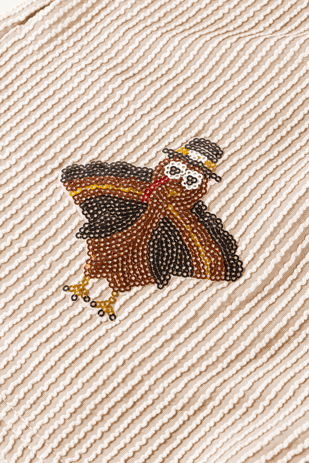 Parchment Thanksgiving Sequined Turkey Corded Knit Loose Fit Shorts Set