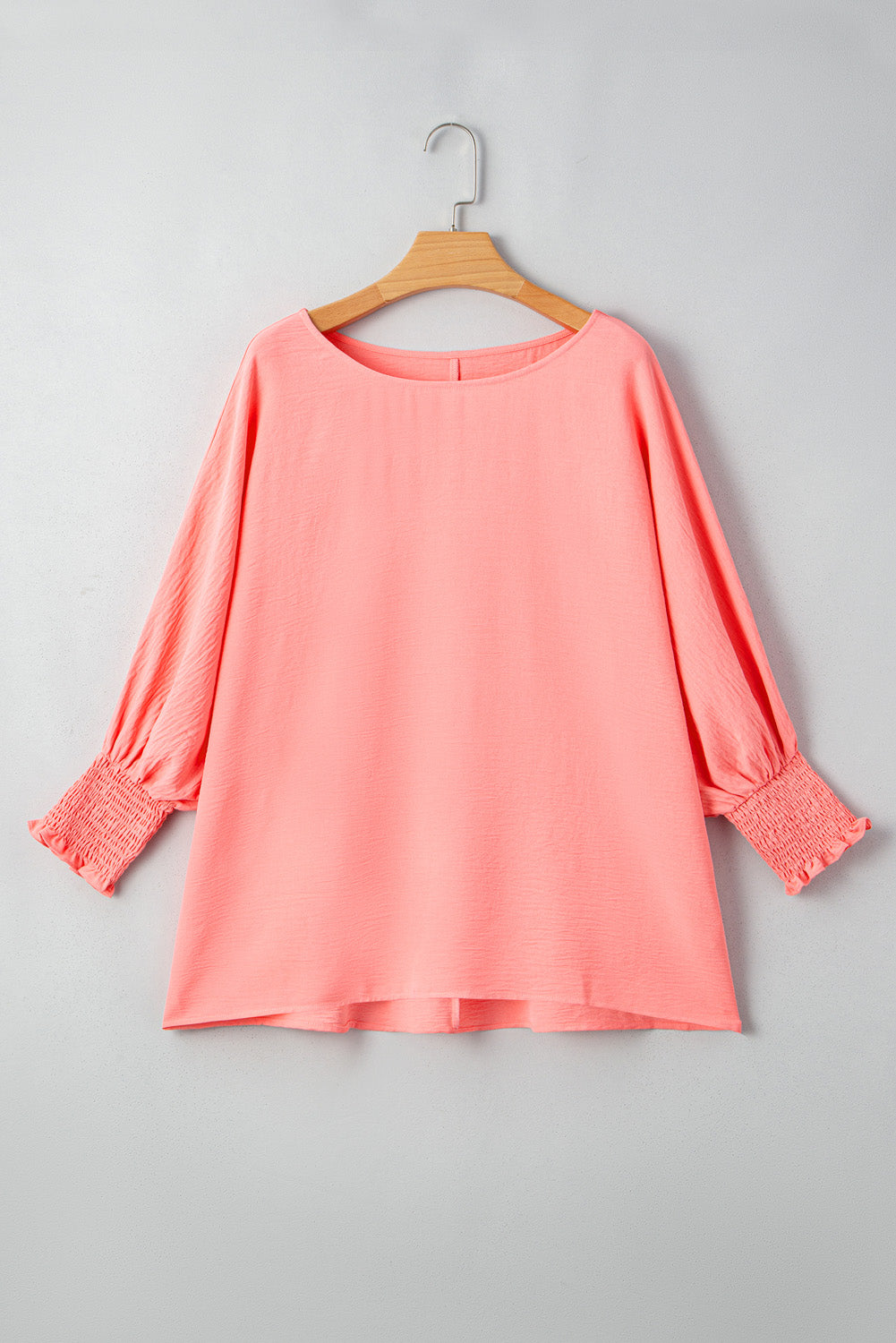 Blossom Shirred Cuffs Half Sleeve Plus Size Textured Blouse