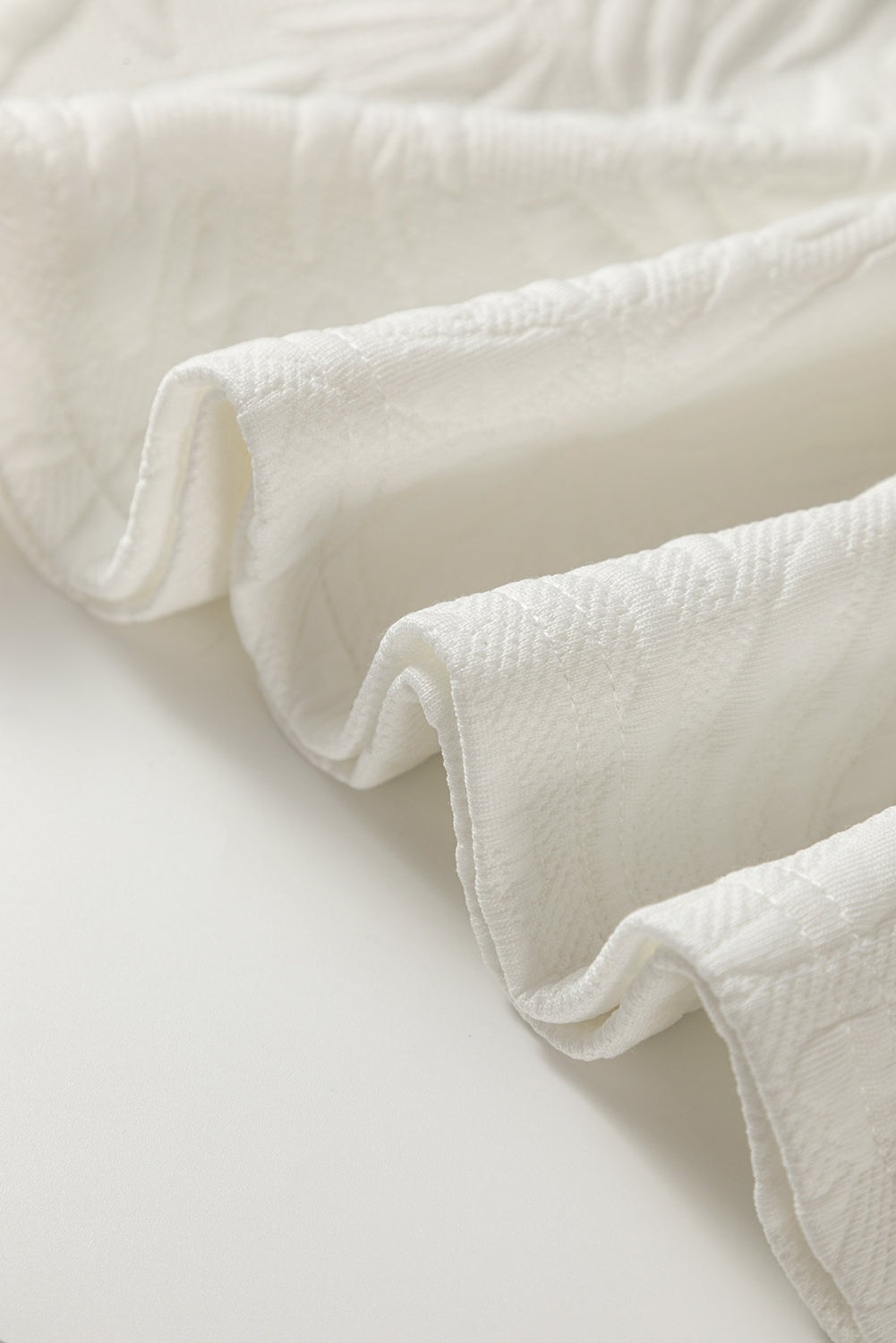 White Jacquard Textured Quarter Zipper Shift Mini Dress