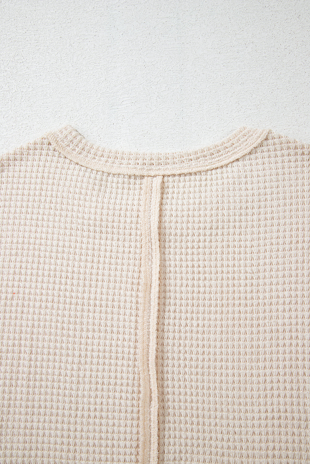 Pale Khaki Solid Color Textured Seamed Short Sleeve Top