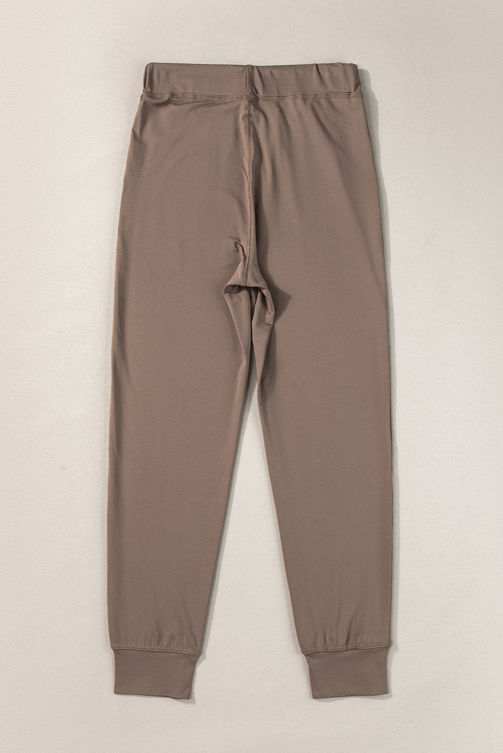 Dark Brown Drawstring Elastic Waistband Pocketed Joggers