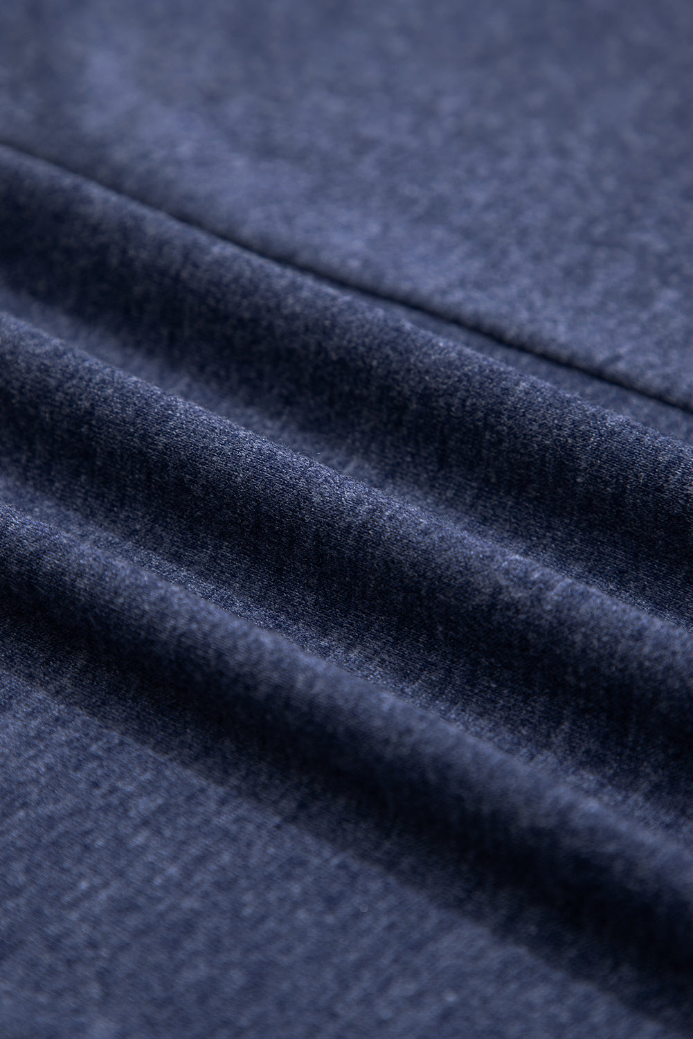 Sail Blue Solid Colour V-Neck Double Layer Sleeve Loose T-Shirt