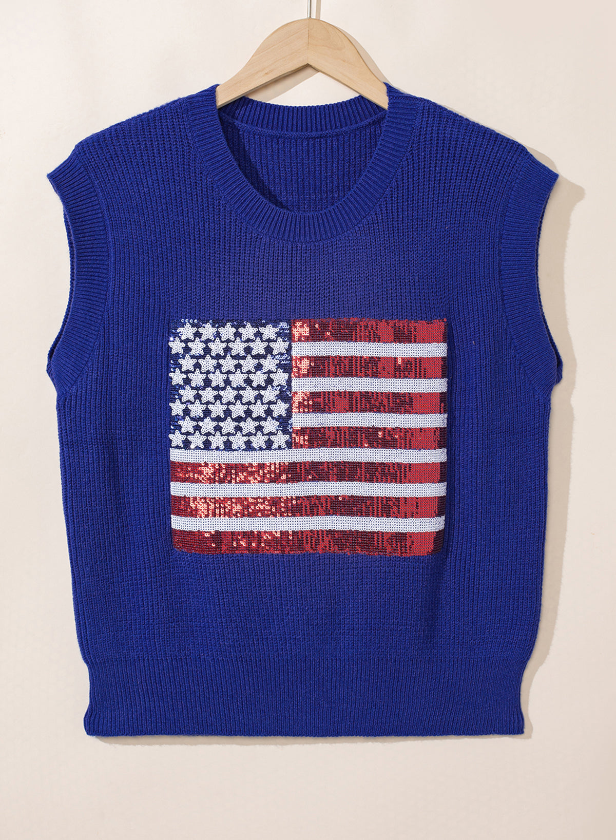 Bluing Sparkling American Flag Knitted Vest