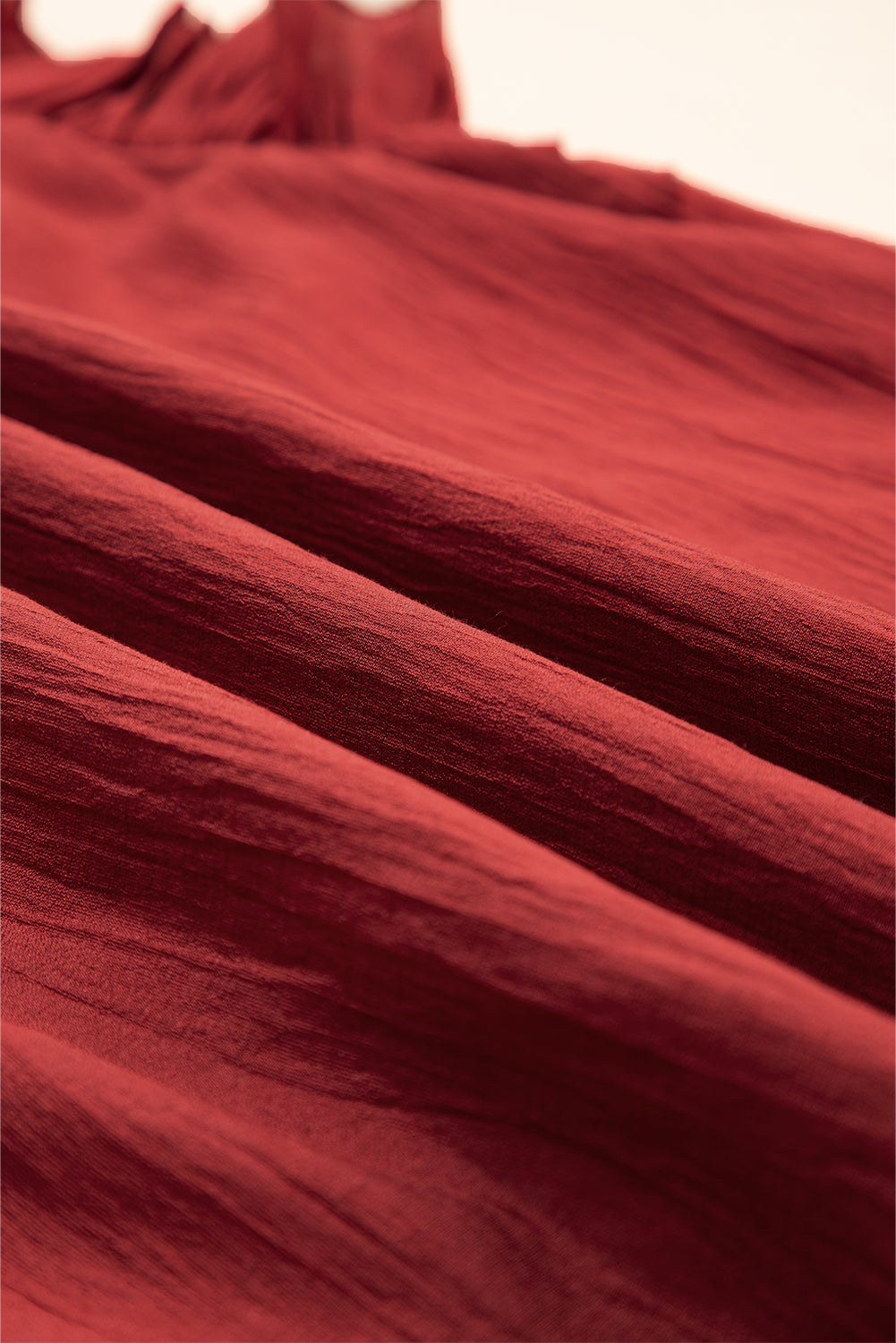 Red Dahlia Solid Color Pleated Detail Ruffle Short Sleeve Blouse