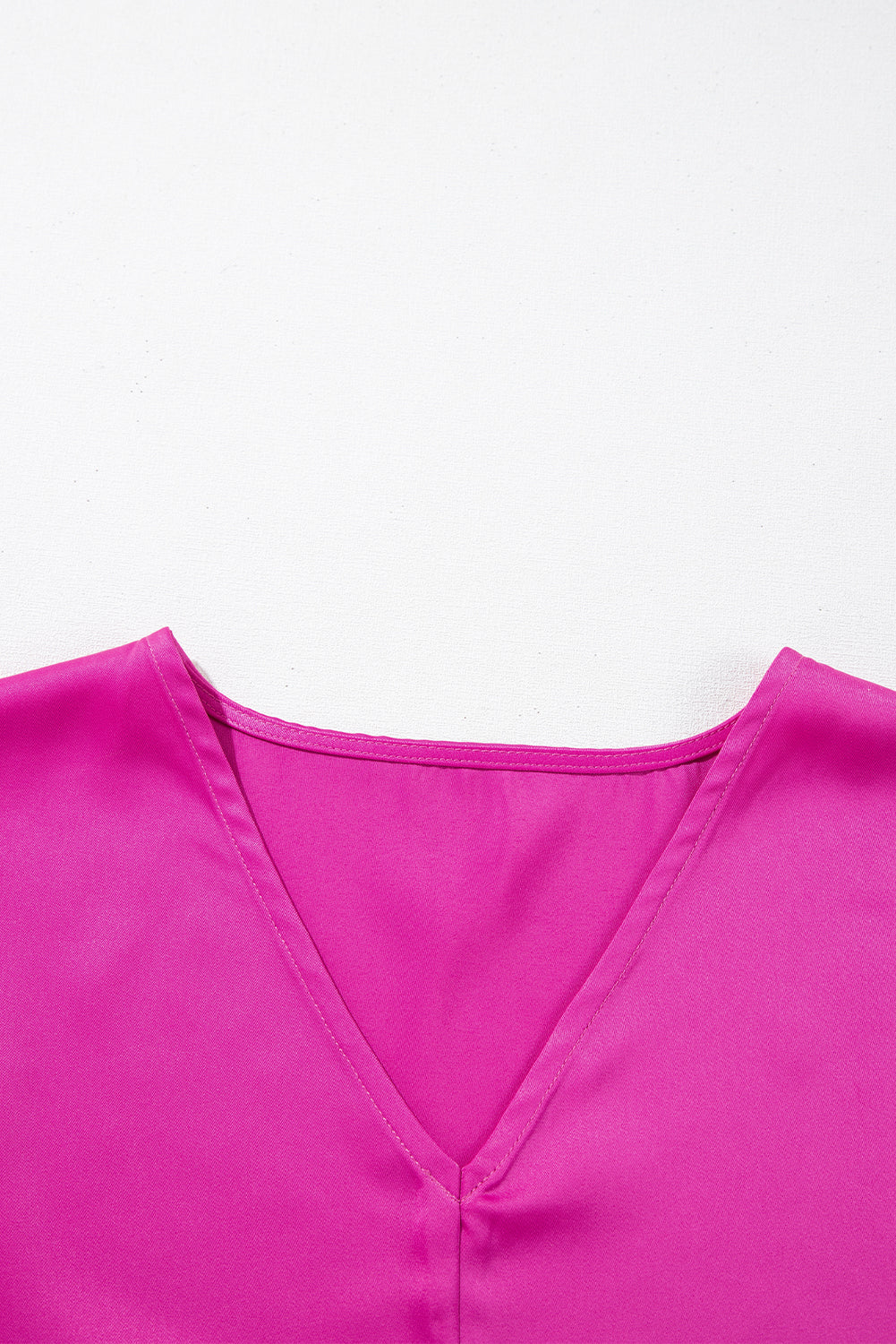 Bright Pink Silky V Neck Dolman Blouse