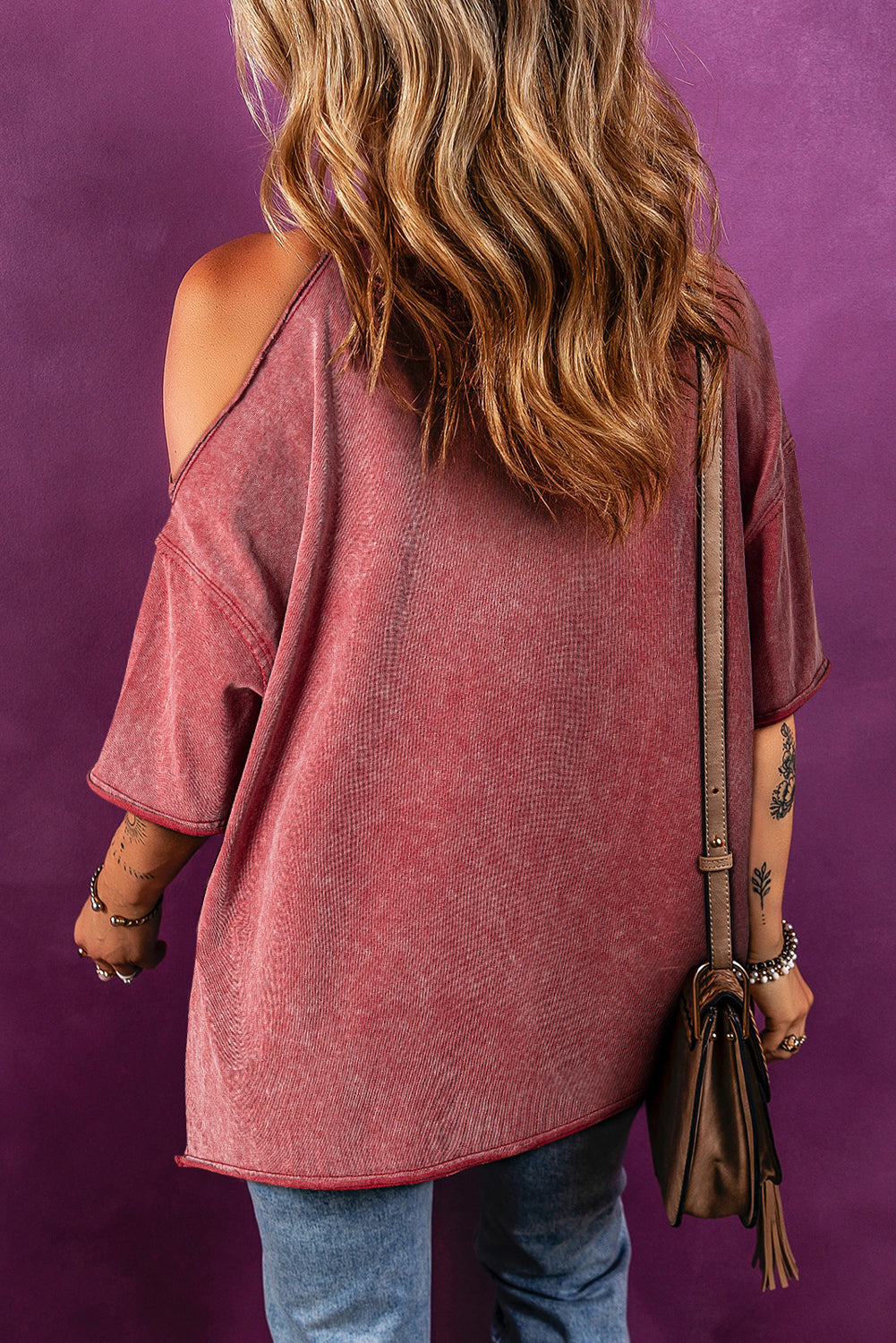 Clay One Shoulder Half Sleeve Oversized Tunic T Shirt