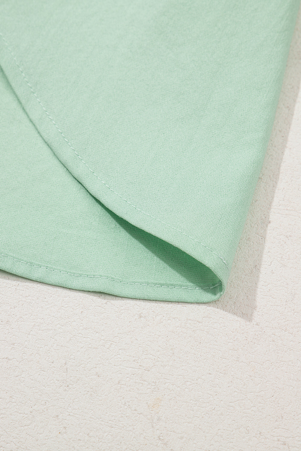 Clearly Aqua Floral Embroidered Puff Sleeve Split Neck Blouse