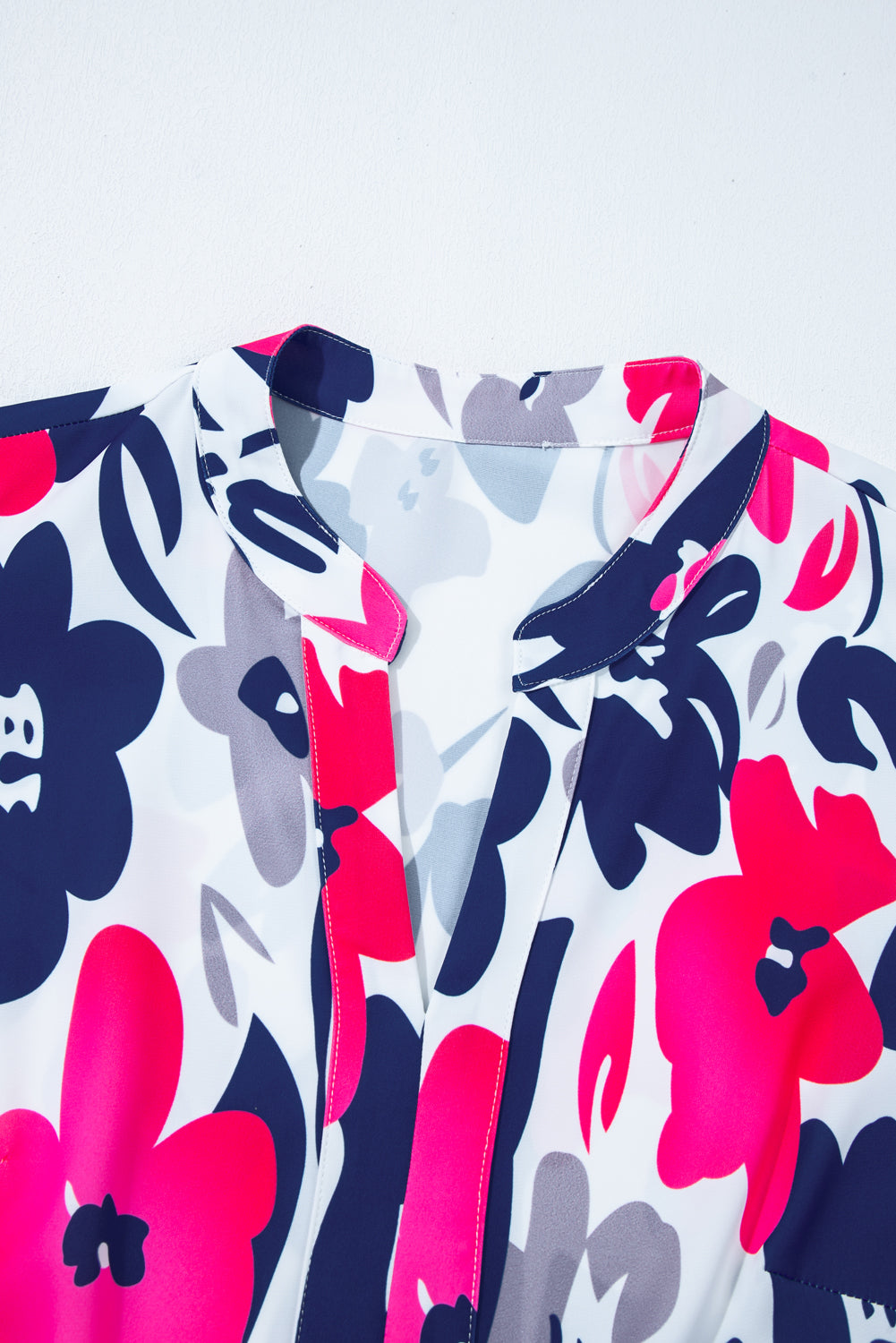 Fashion Floral Print Notched Neck Flutter Sleeve Mini Dress