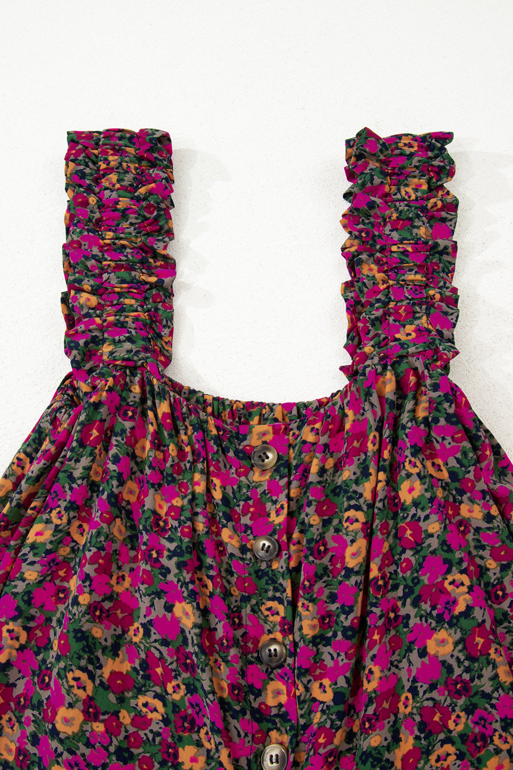 Rose Boho Frilled Straps Floral Tank Top