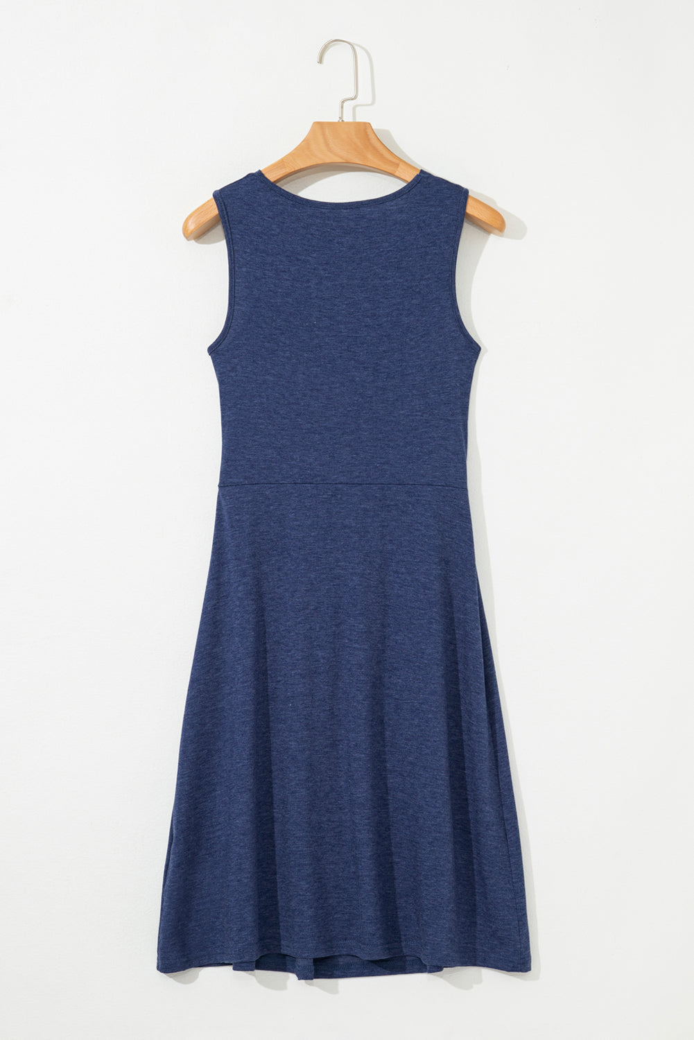 Dirty blue Twisted Bust V Neck Sleeveless Dress