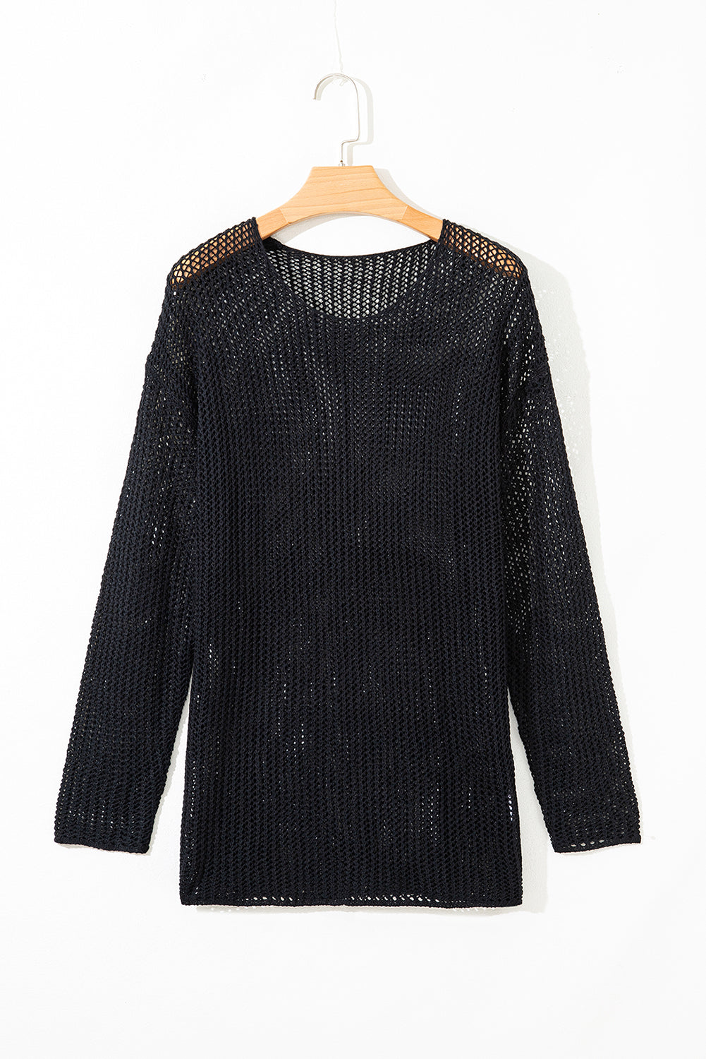 Black Crochet Hollow-out Jumper Top Sweater