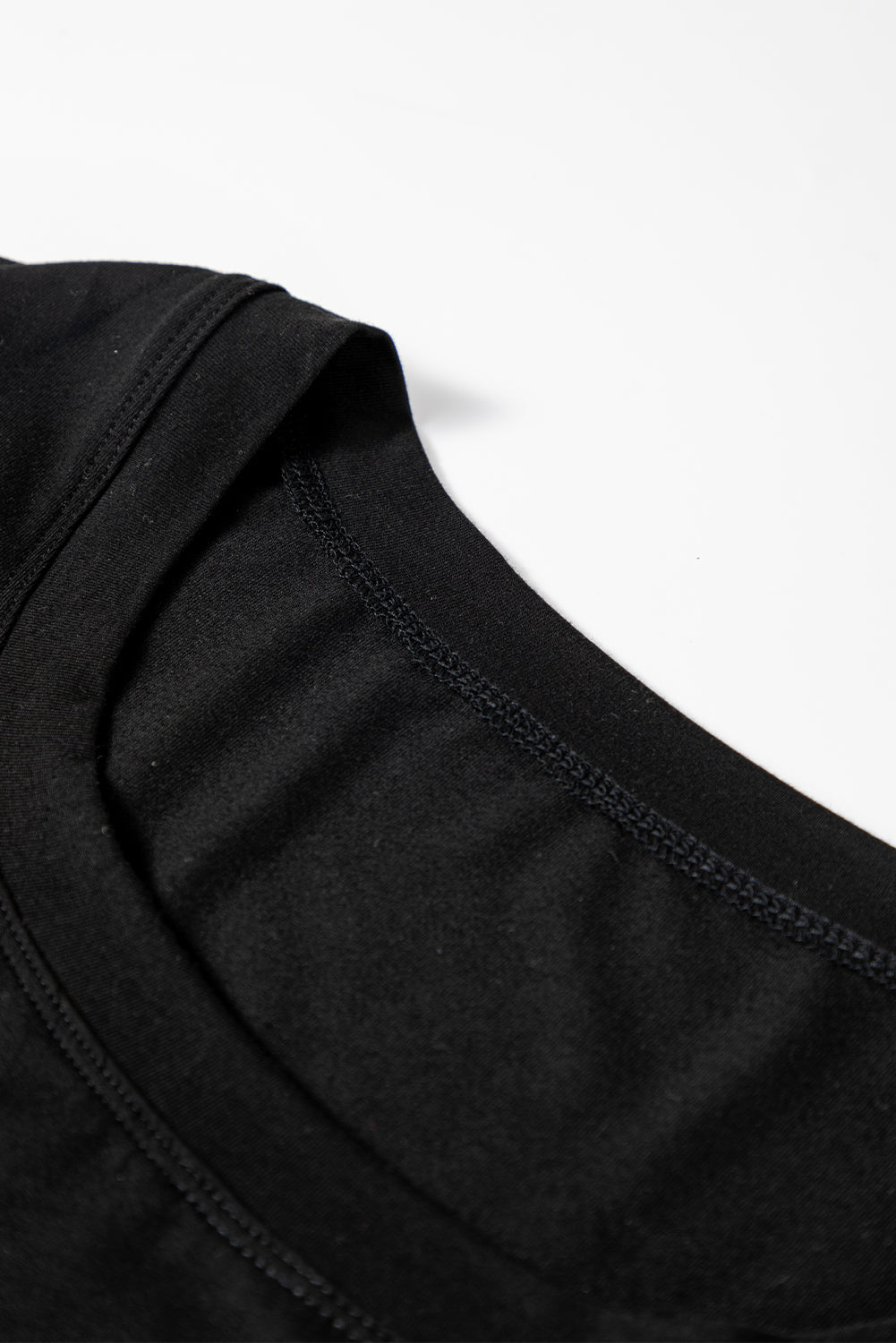 Black Solid Color Long Sleeve Fitted Top