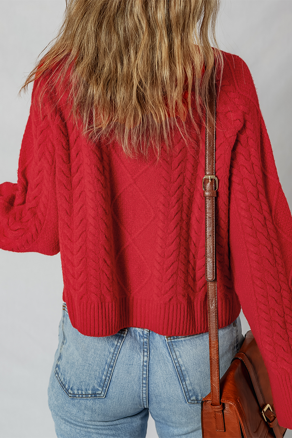 Fiery Red Cable Knit Baggy Sweater