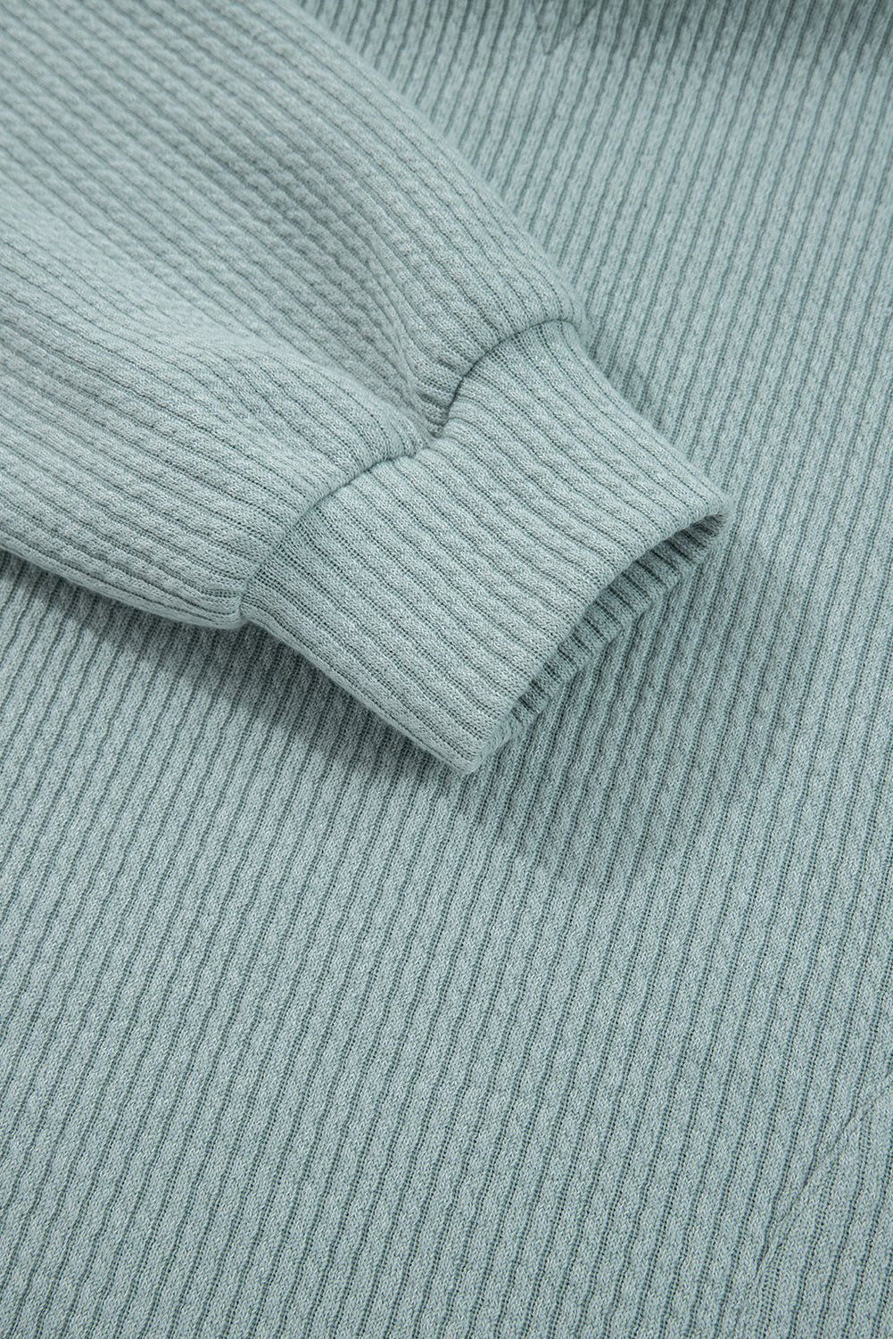 Clearly Aqua Ribbed Drop Shoulder Knit Hoodie