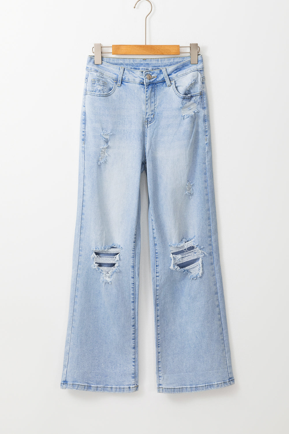 DEAR-LOVER Beau Blue Vintage Light Wash Distressed Flare Jeans