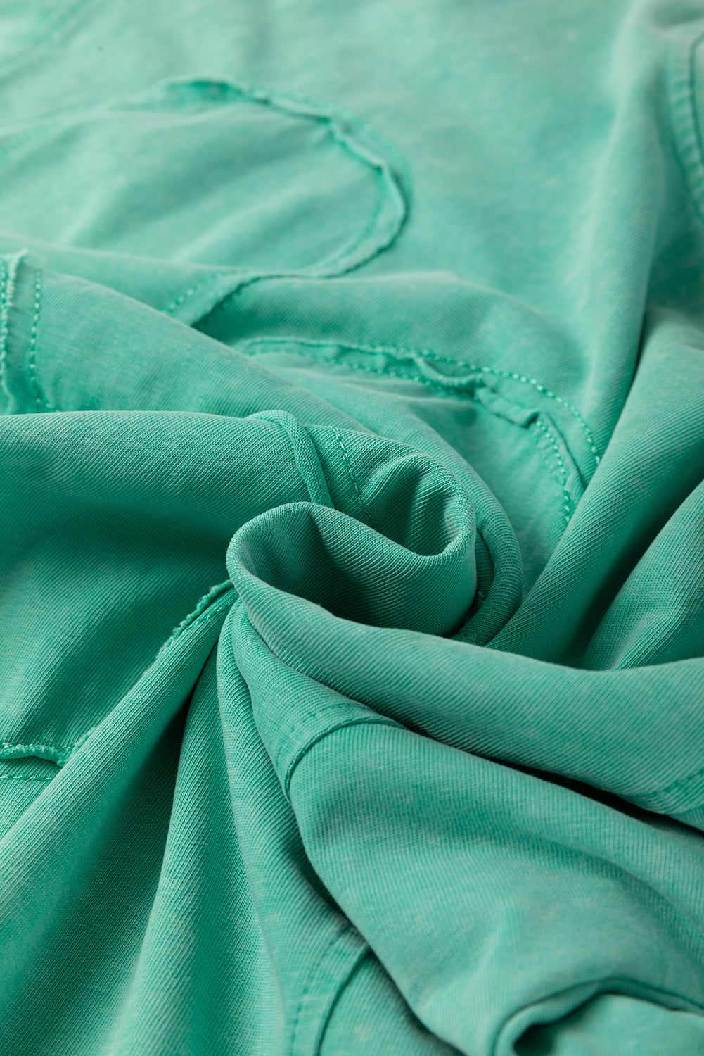 Mint Green Mineral Wash Flower Patchwork Mini T Shirt Dress