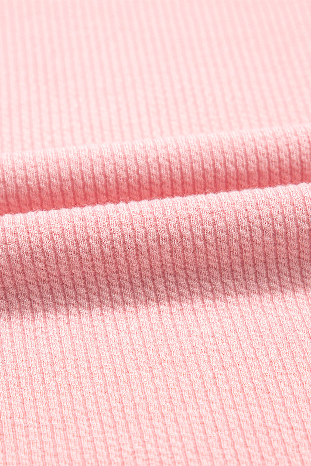 Light Pink Pearl Beaded Ruffle Short Sleeve Patchwork Ribbed Blouse