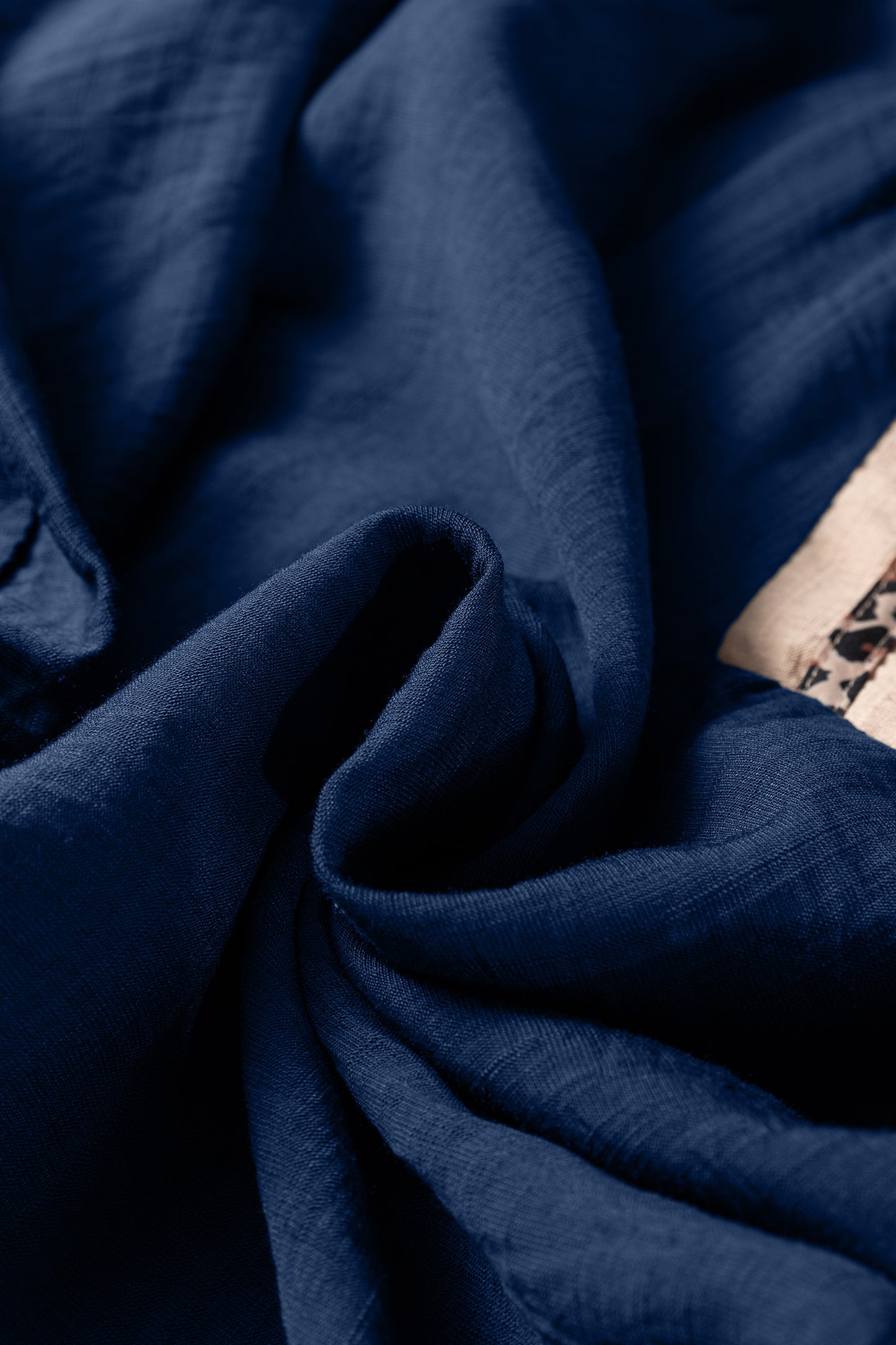 Dirty blue Leopard Trim V Neck Flounced Bracelet Sleeve Blouse