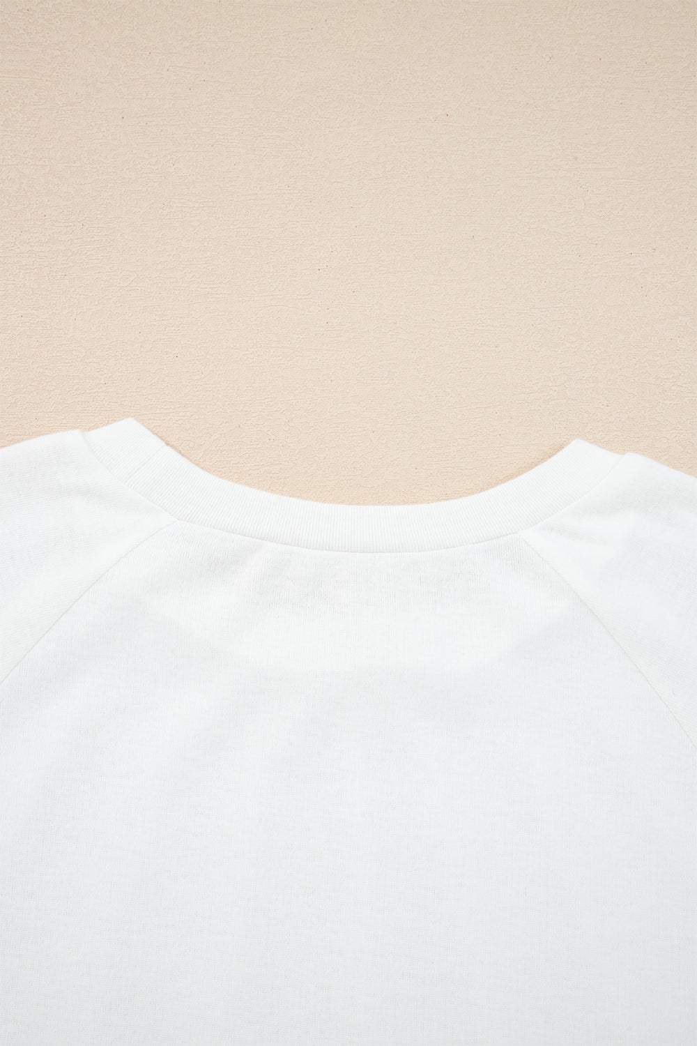 White Solid Color Seam Detail Raglan Long Sleeve Top