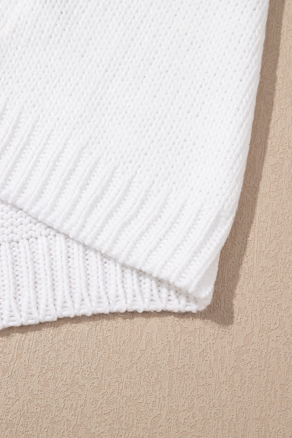 White Flower Graphic Colorblock Sleeve Crew Neck Sweater