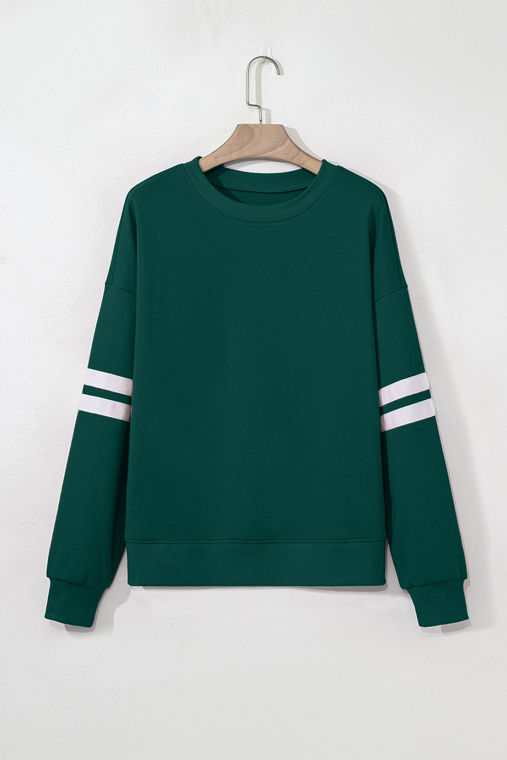 Evergreen Varsity Striped Detail Drop Shoulder Oversized Sweatshirt
