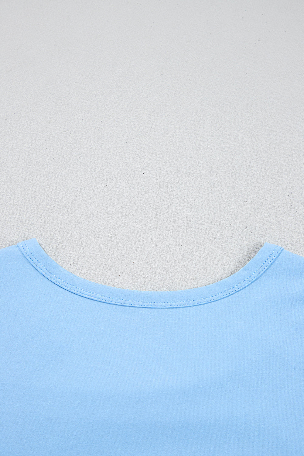 Beau Blue Floral Mesh Puff Sleeve Crew Neck Top