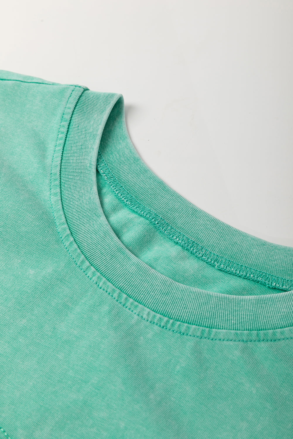 Mint Green Mineral Wash Flower Patchwork Mini T Shirt Dress