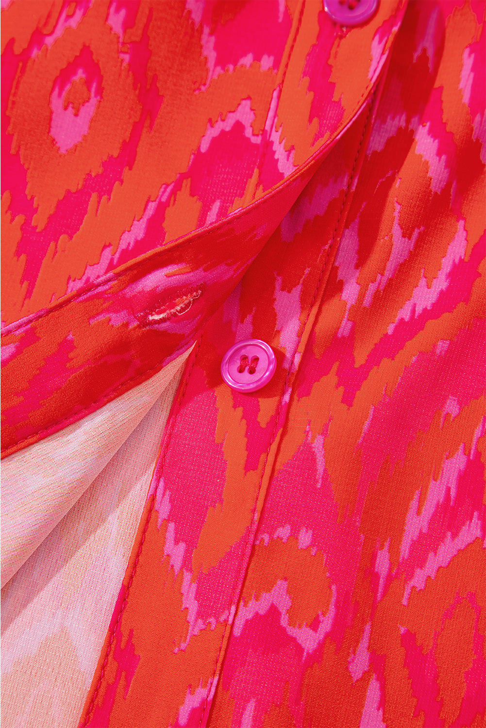 Strawberry Pink Western Aztec Geometric Ruffled 3/4 Sleeve Shirt