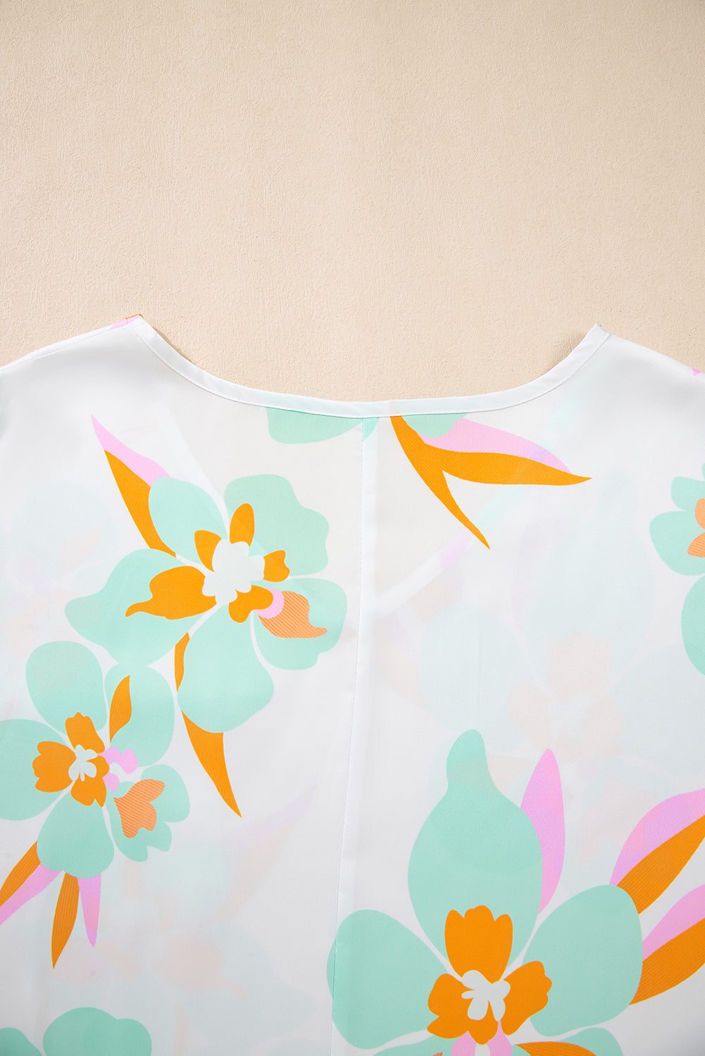 Green Floral Print Loose Fit V Neck Half Sleeve Blouse