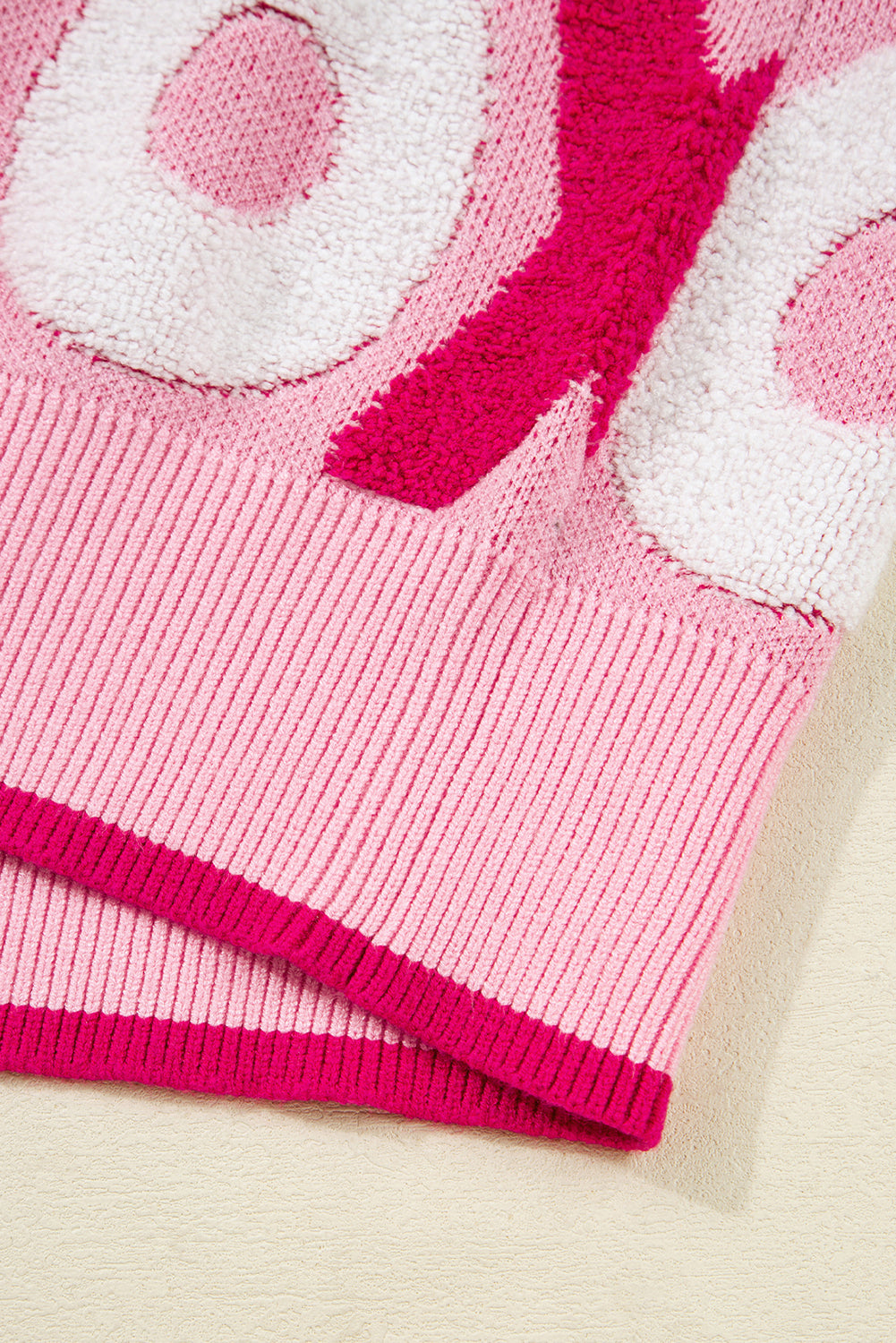 Pink XOXO Pattern Drop Shoulder Crewneck Valentines Sweater