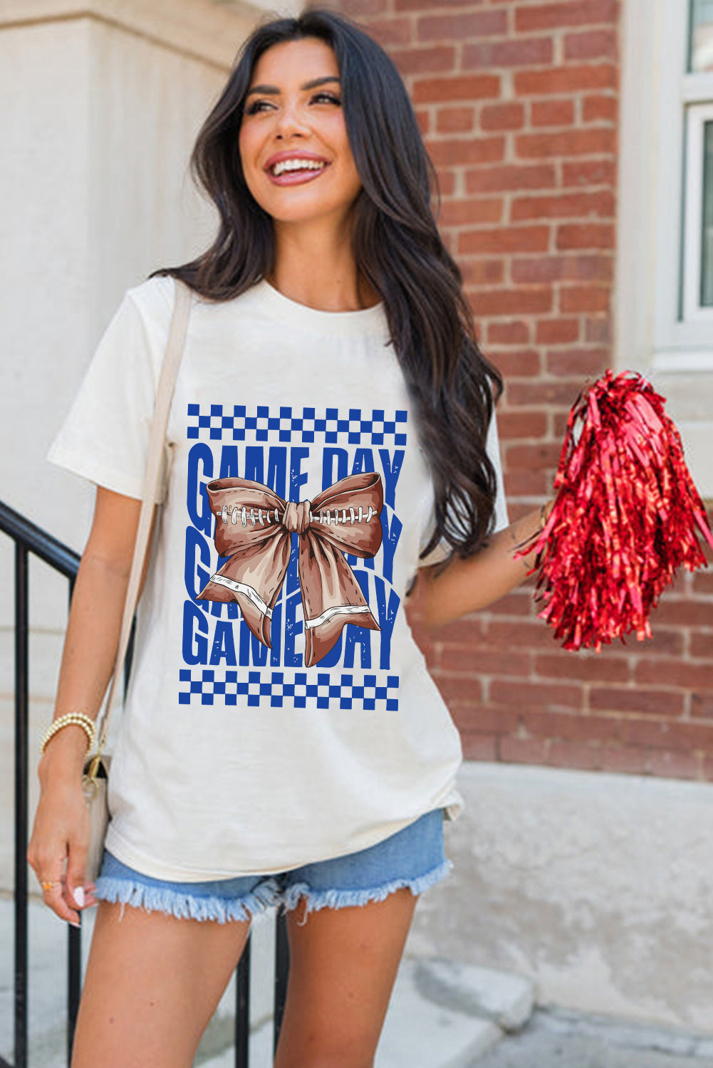 White Rugby Bowknot GAME DAY Graphic Tee