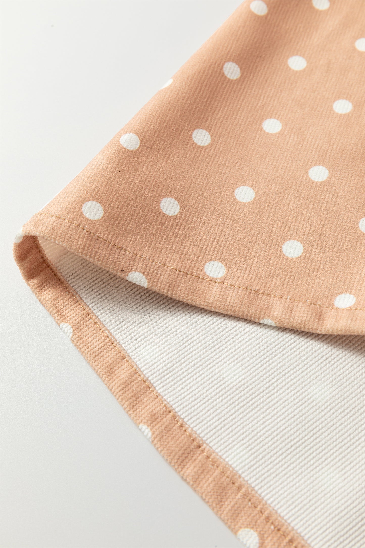 Khaki Polka Dot Print Drawstring Wide Leg Pants