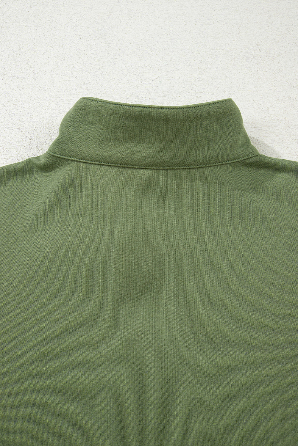 Vineyard Green Contrast Striped Patchwork Zip Collar Pullover Sweatshirt