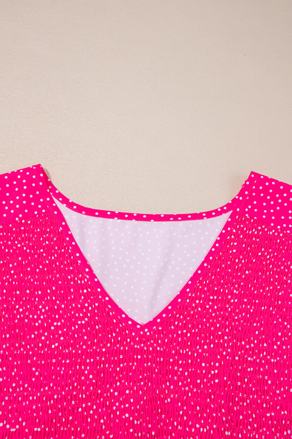 Rose Polka Dot Print Ruffled Smocked High Waist Plus Midi Dress