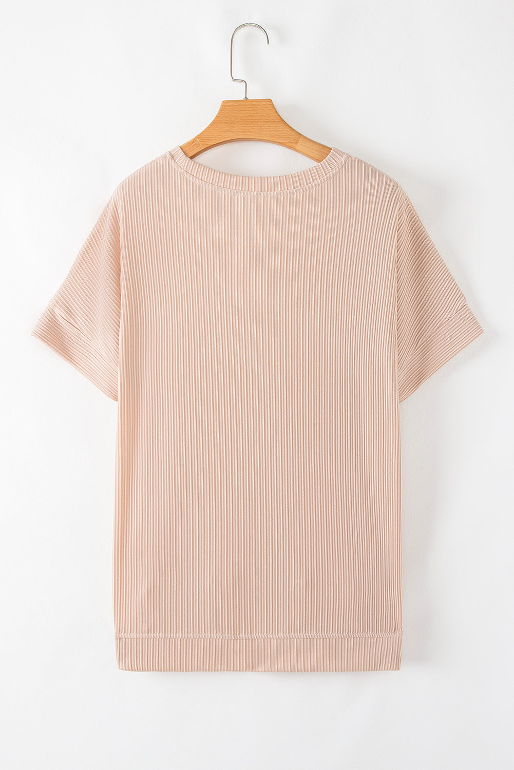 Jet Stream Textured Knit Round Neck Short Sleeve Top