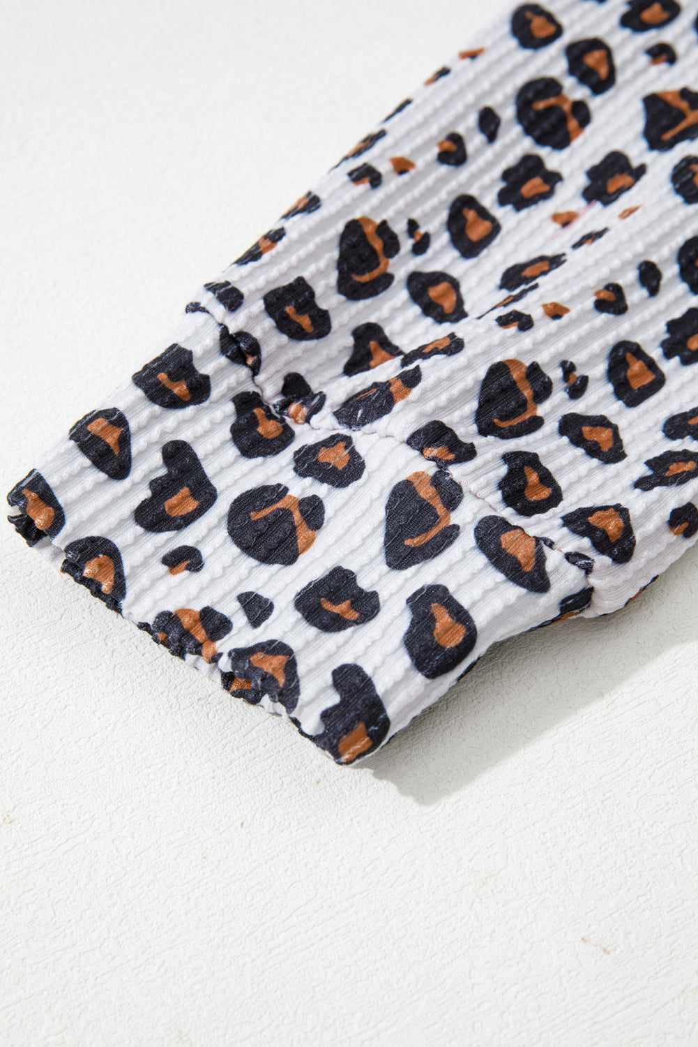 Rose Red Leopard Patched Twisted Ribbed Western Casual Shacket