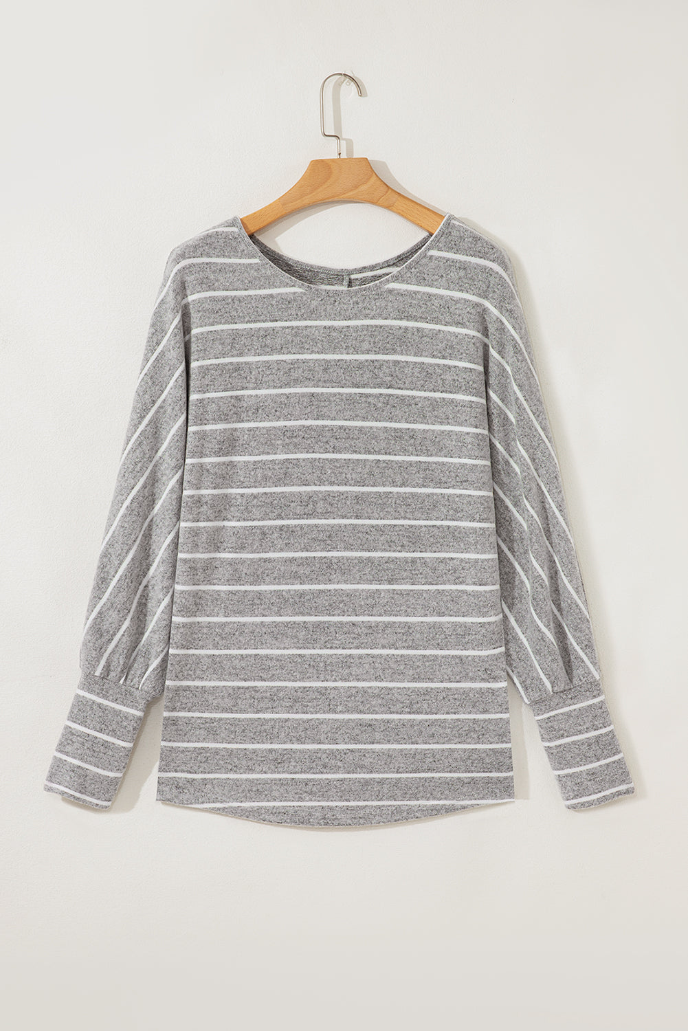 Gray Stripe Dolman Sleeve Drop Shoulder Top