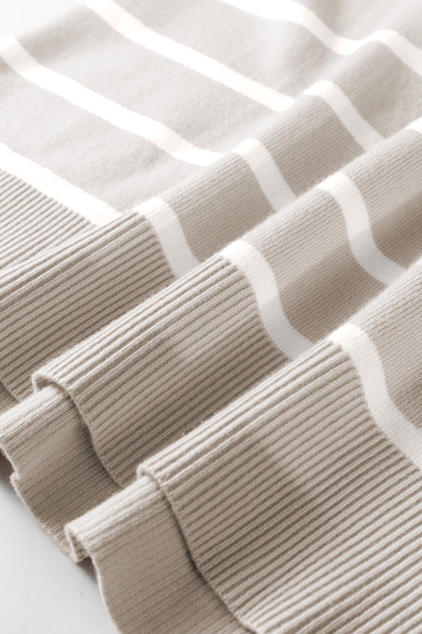 Brown Stripe Side Slits Crewneck Short Sleeve Sweater Tee