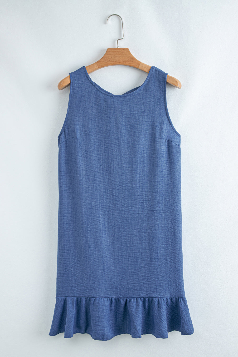 Ashleigh Blue Knot Scoop Back Ruffle Hem Sleeveless Mini Dress