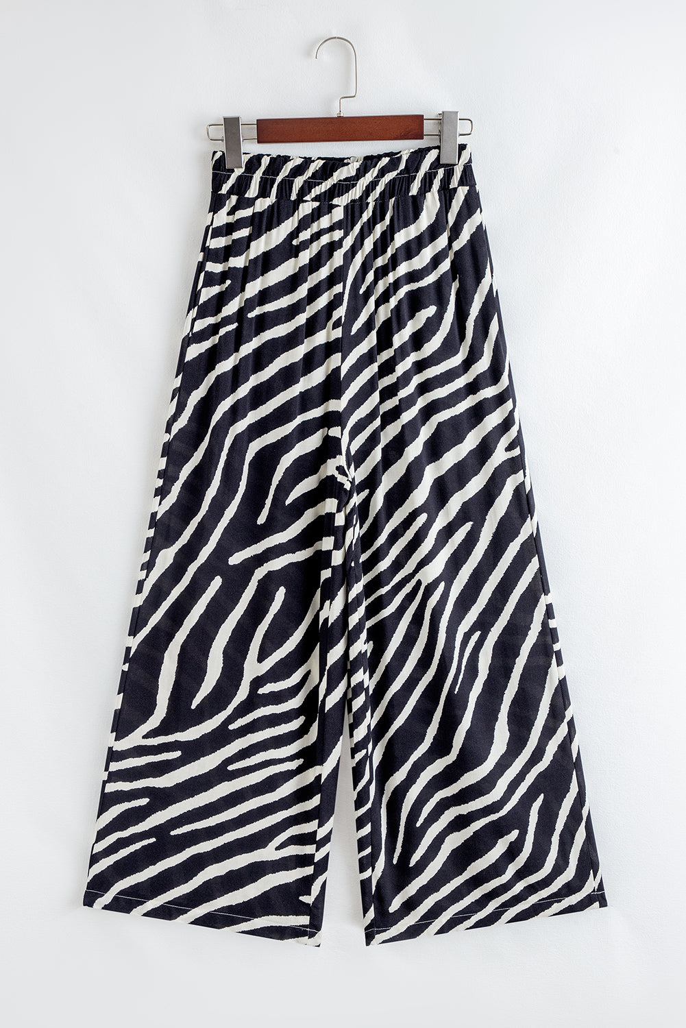 Black Zebra Striped Summer Wide Leg Pants