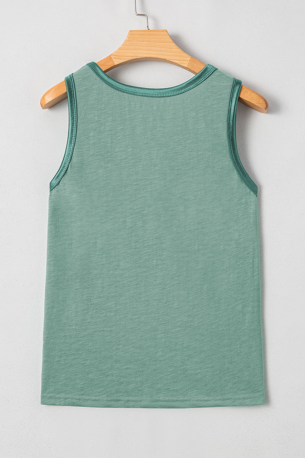 Mist Green Metallic Sheen Edge Scoop Neck Tank Top
