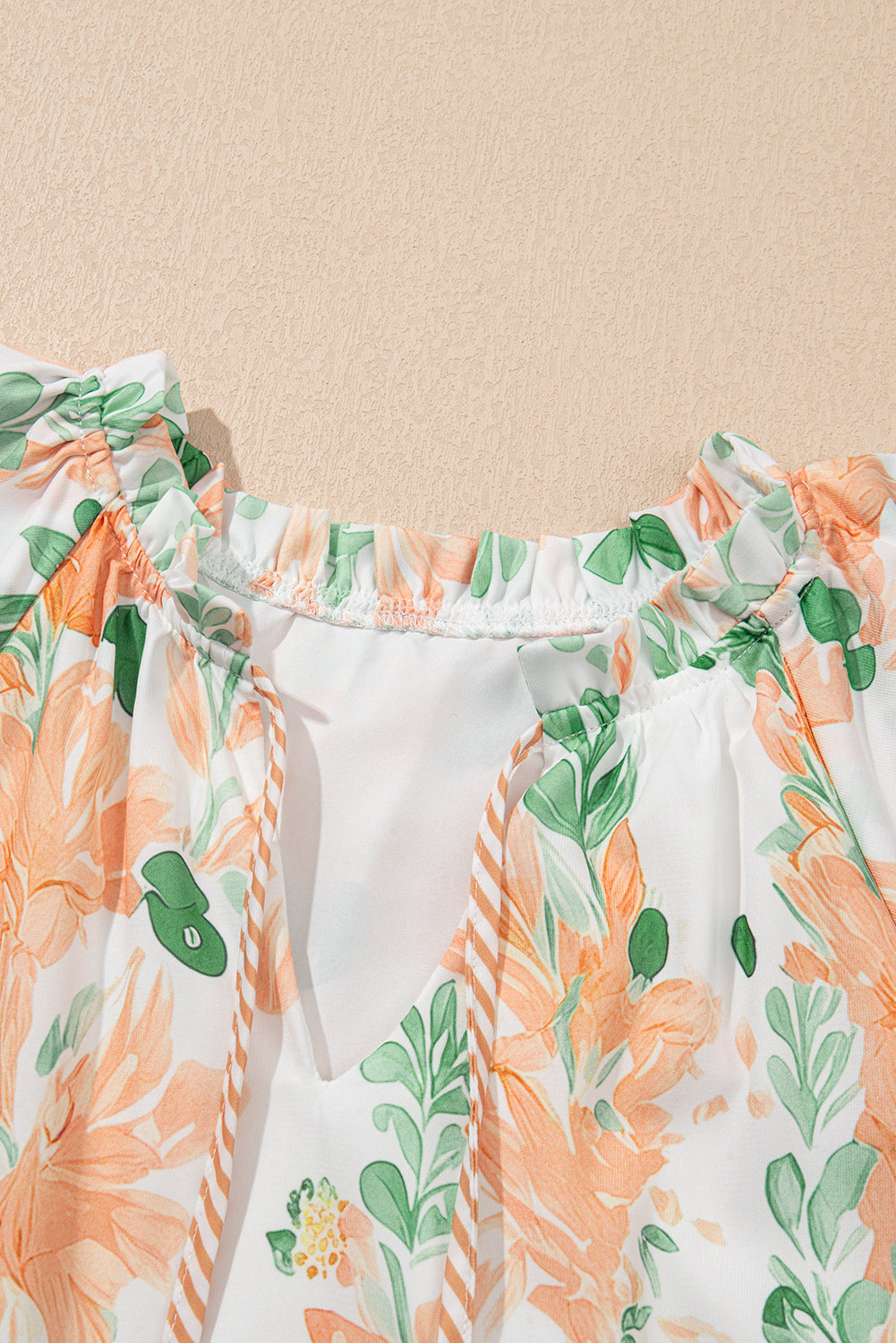 Orange Floral Contrast Edge Layered Short Sleeve Mini Dress